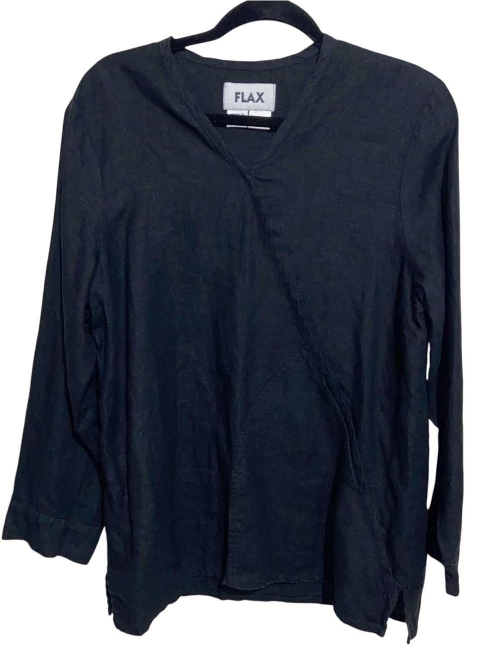 Flax Tunic Top Womens Small Vintage 100% Linen Boho Artsy Lagenlook Minimalist